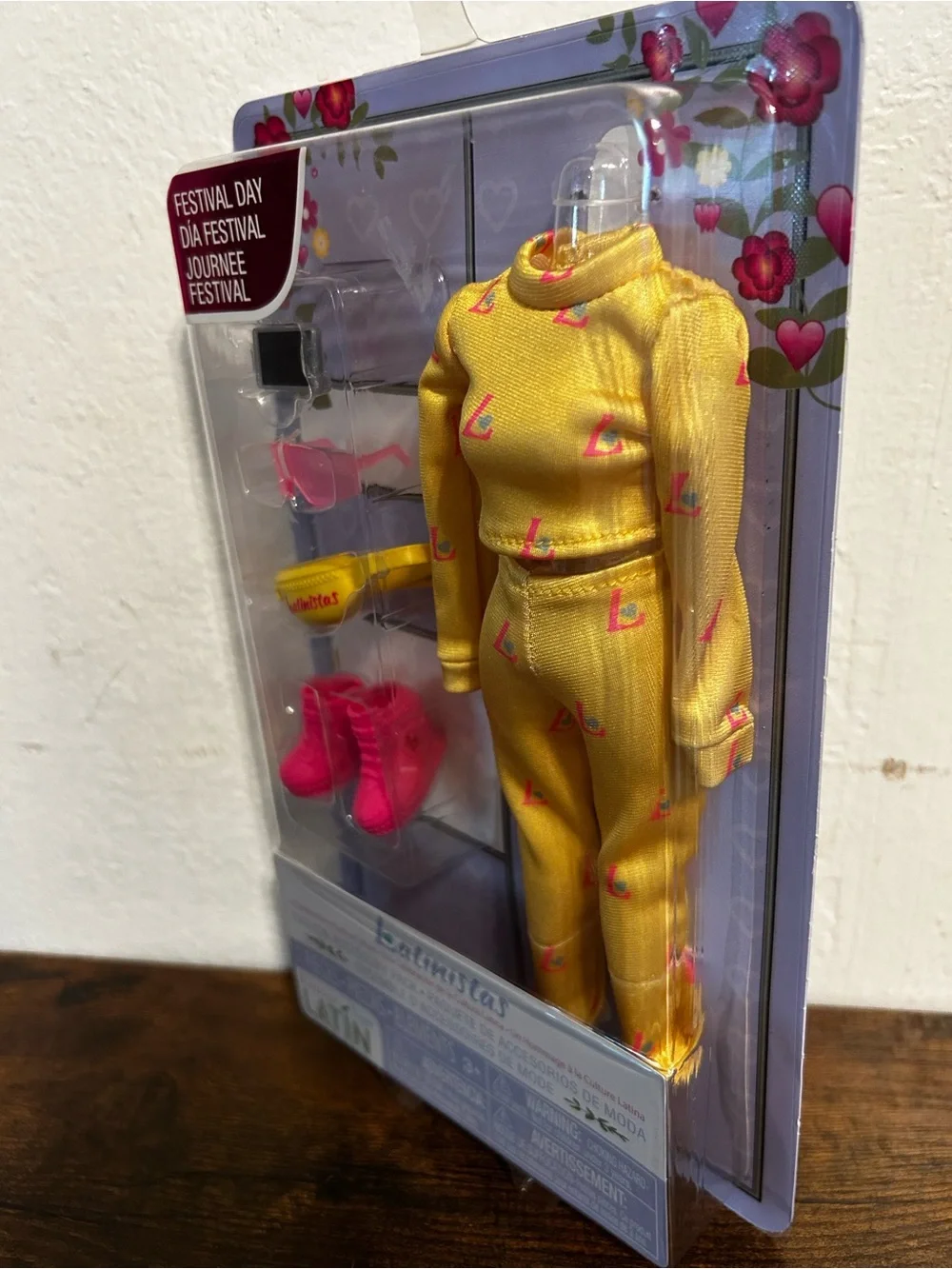 LatinaFest Festival Day Yellow Doll Outfit with Pink Accessories by